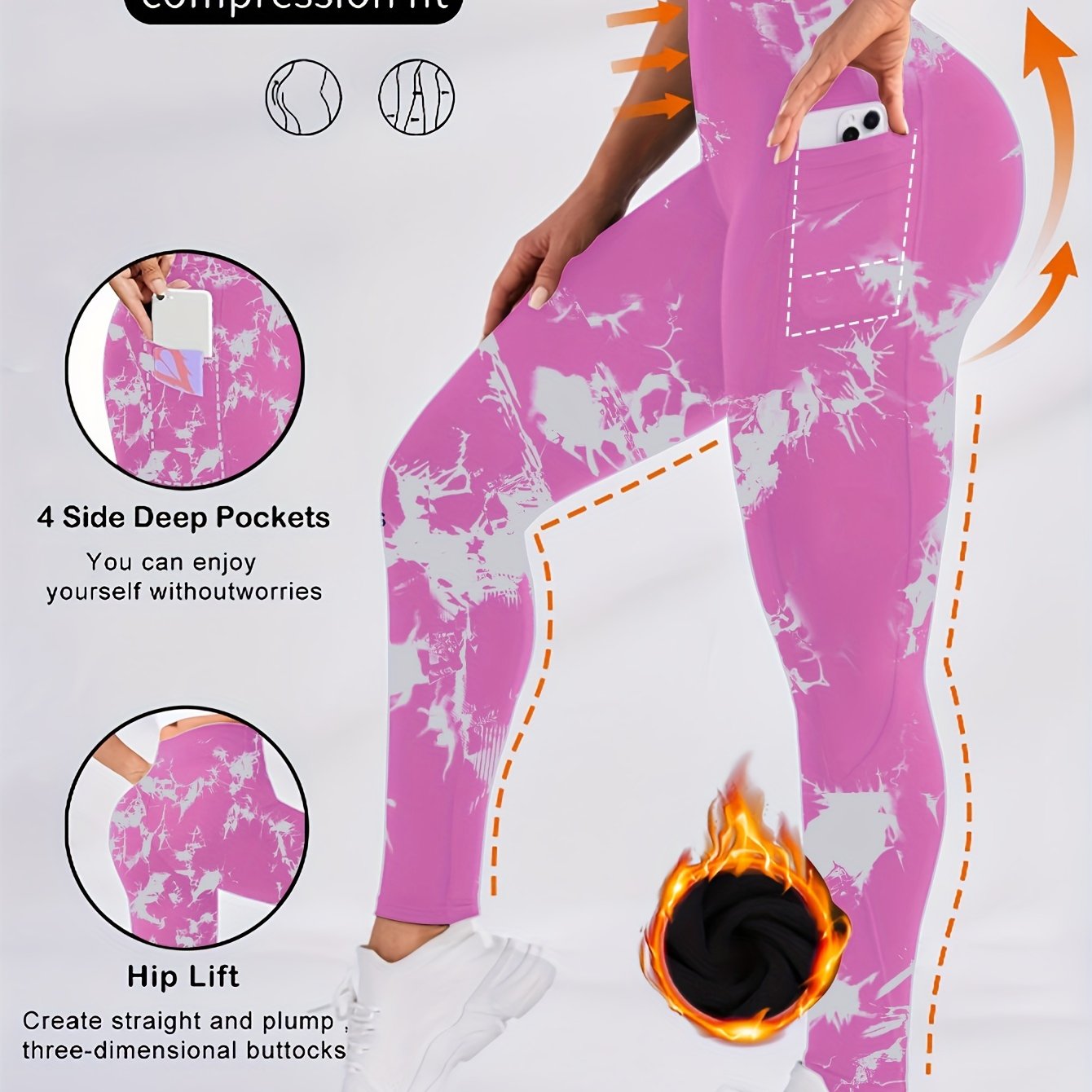 Women's Plus Size Fleece-Lined Yoga Pants with Side Pockets - Elegant, Stretchy & Warm for Fall/Winter, Elegant Special Project Style, Winter
