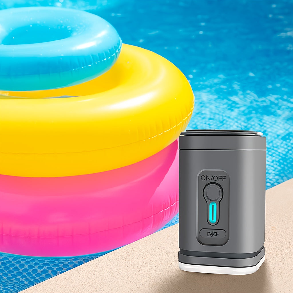 Portable 2-in-1 Cordless Electric Air Pump with Built-in LED Light - Rechargeable Lithium Battery Outdoor Camping Gear for Inflatables, Tents, and Emergency Lighting