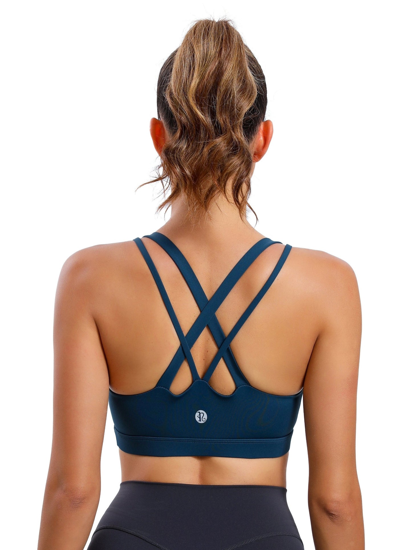 LEOQ Women's Slim Fit Yoga Sports Bra - Elegant Cross-Back Design, Mint Green Nylon Spandex Blend, Removable Pads, Medium Support for Fitness & Yoga, LEOQ