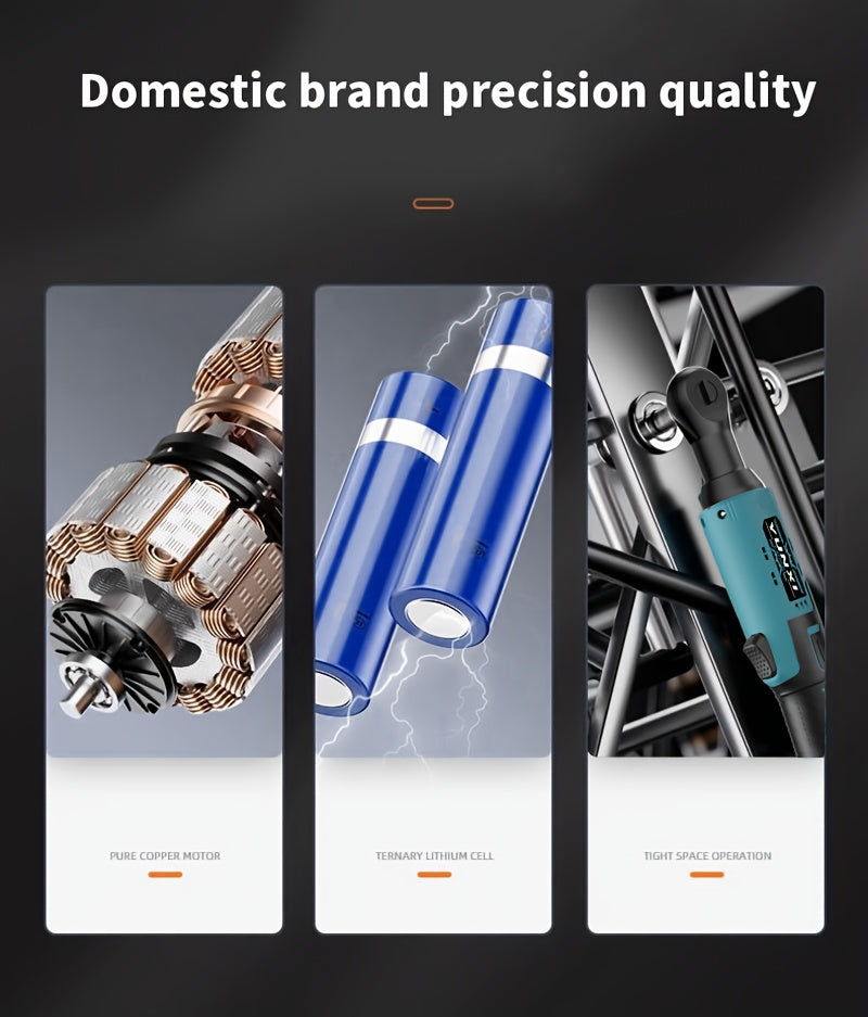 Wireless portable ratchet wrench set, variable speed trigger, electric ratchet wrench, rechargeable car repair tool, suitable for car repair and DIY work, electric ratchet wrench, Vehicle Servicing, Mechanical Work, Ergonomic