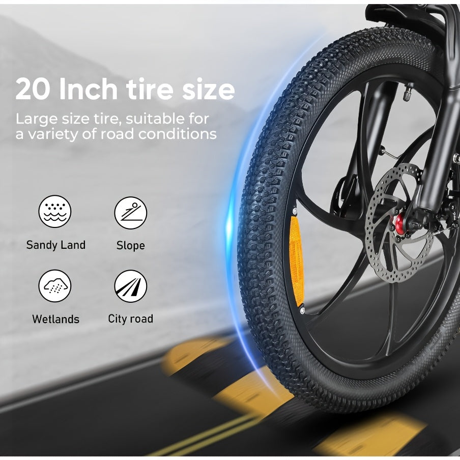 CY20 20" Foldable Step-Through Electric Bike for Adults - Lightweight Portable City Commuter E-Bike with 36V Removable Battery, 250W Motor & 15 MPH Speed, Front Suspension, Disc Brakes, Alloy Steel Frame, White - Dual-Power (