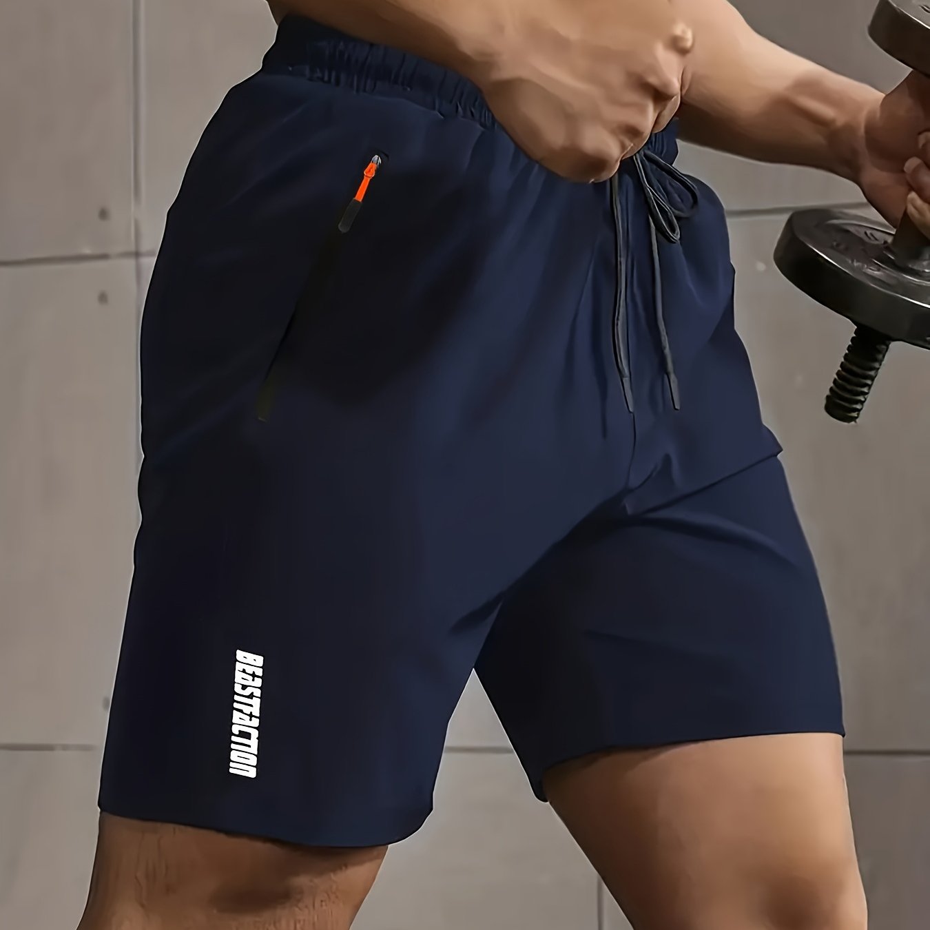 Men'S Summer Casual Shorts, New Fashion Loose Fit Sports Running Fitness 5/4 Pants, Polyester, Zipper, Print Pattern, Slight Stretch Fabric, 120g/m², Woven, with for Men