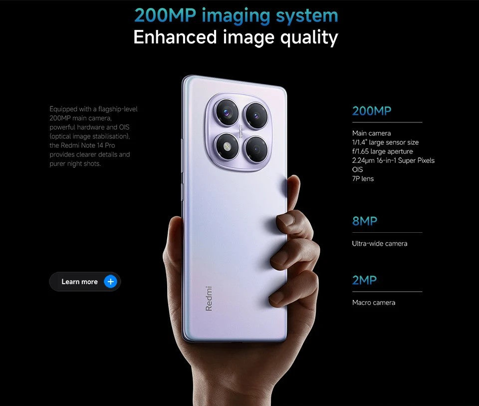 Xiaomi Redmi Note 14 Pro 5G 12+512 no charge Smartphone 5G 200MP pro-grade AI camera system 1.5K 120Hz