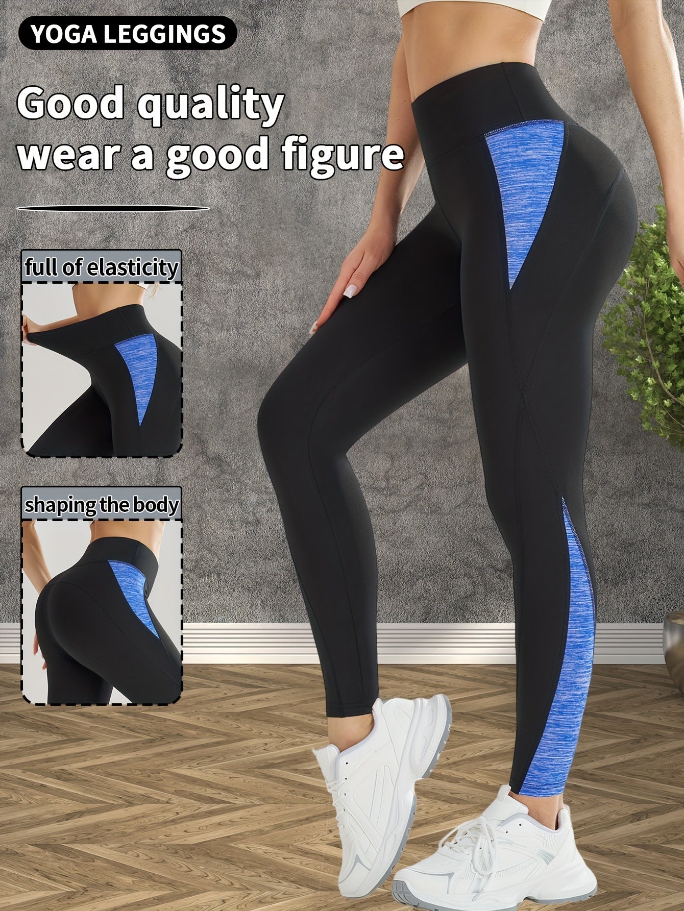 Women's High-Waisted Yoga Leggings - Butt-Lifting Tummy Control Workout Pants with Full Elasticity, Sweat Absorbent Breathable Fabric, Contrast Color Design for Gym Running Yoga & Casual Wear, Yoga Pants, Shapewear Included,