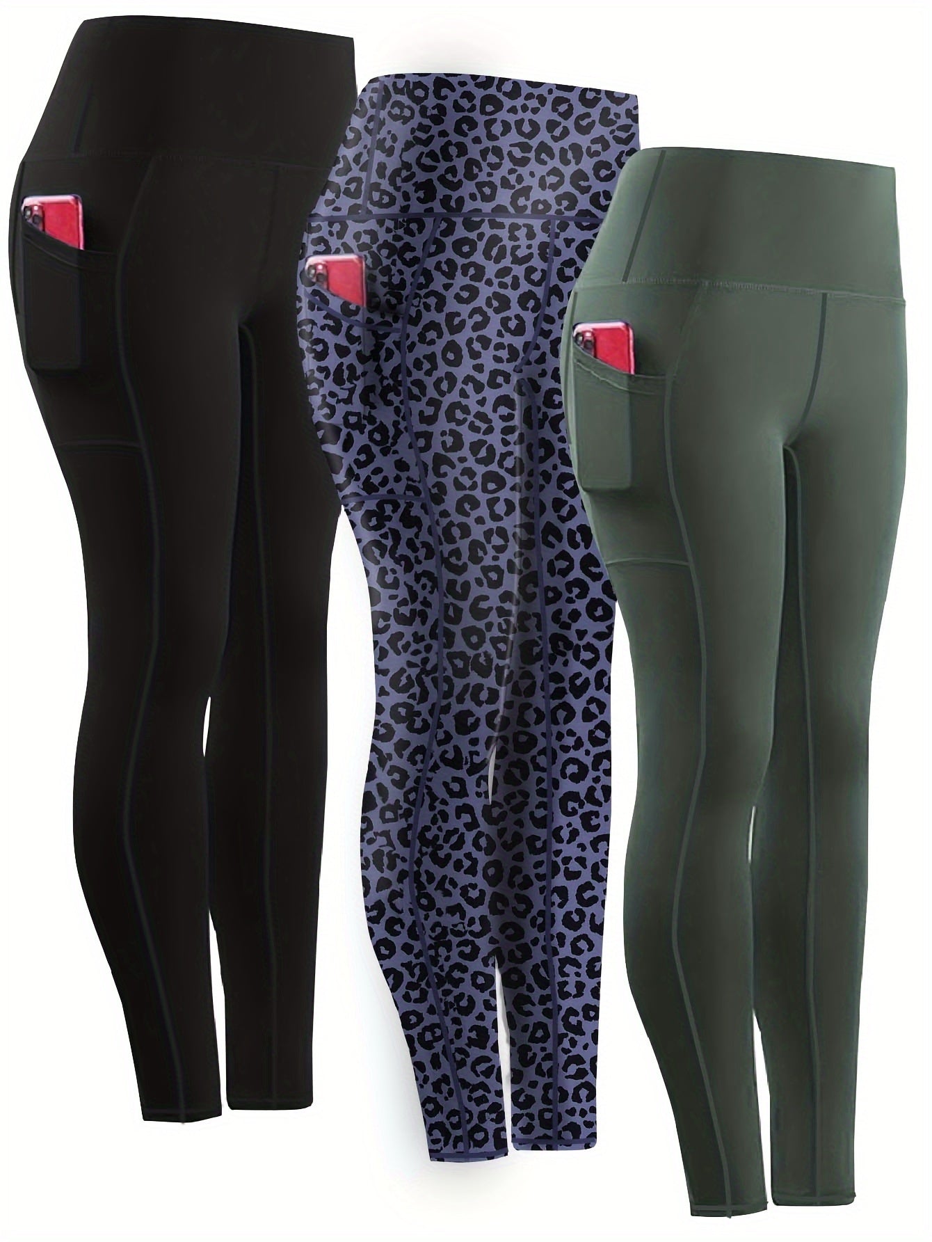 Three-piece Set, Sports Yoga Pants for Women, High Waist, Tight, Quick-Drying, Compression Pants, High Elasticity, Running Outerwear, Long Trousers, Bottoming Pants