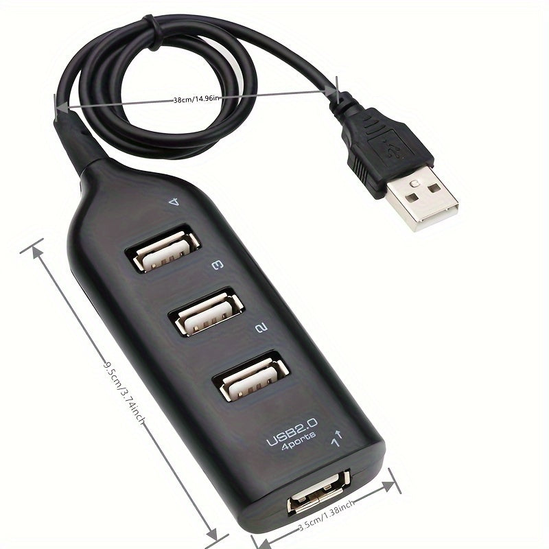 High Speed USB Hub 4 Port USB 2.0 With Cable Mini USB Splitter Hub Use Power Adapter Multiple Socket For PC Laptop Notebook