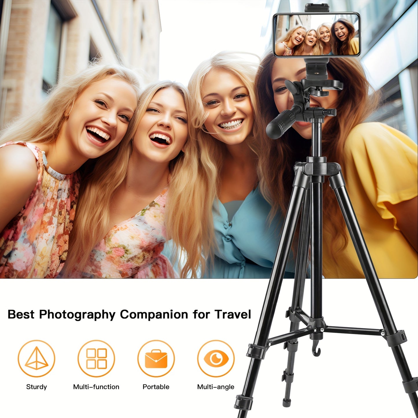 Ultra-Light 129.54cm Professional Tripod with 360° Rotating Pan Head for Phones & Cameras - Ideal for Recording & Live Streaming, Easy to Carry, UEGOGO