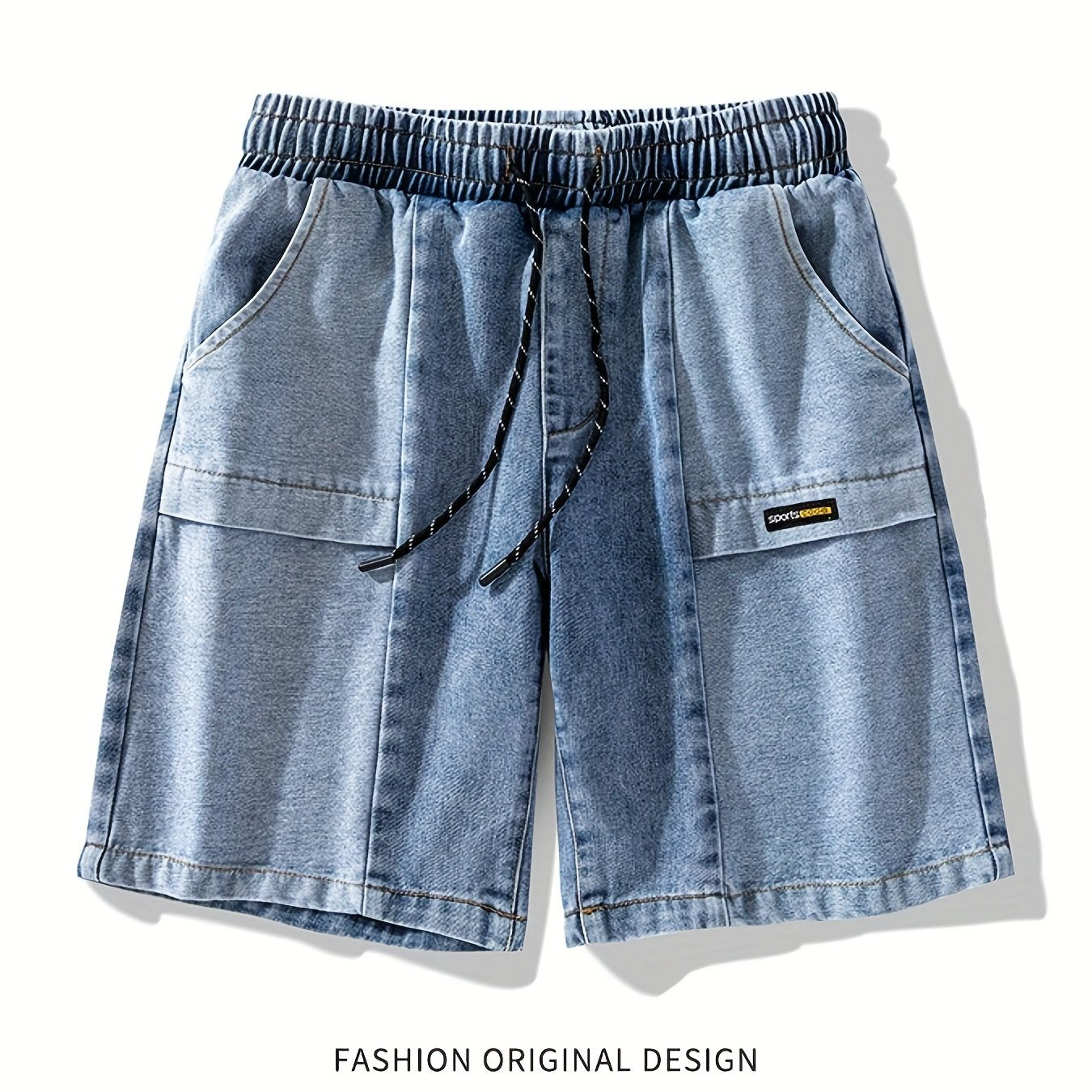 Classic Men's Denim Shorts - Casual Regular Fit Mid-Rise Drawstring Waist Lightweight Summer Shorts for Fishing, Hiking & Daily Wear, Jean Shorts