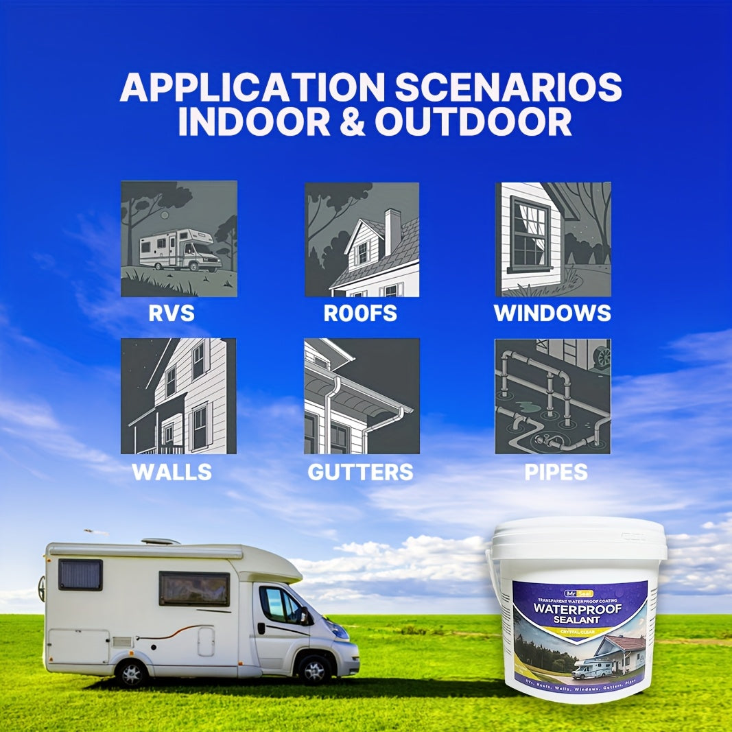 2kg RV Transparent Waterproof Sealant - Covers Up to 160 SqFt @ 1/12" Tickness, Ideal for RV Roof, Windows, Gutters & More, Durable & Flexible Sealant for Home Improvement, Roof Sealant, Versatile Sealant, High Quality Sealan