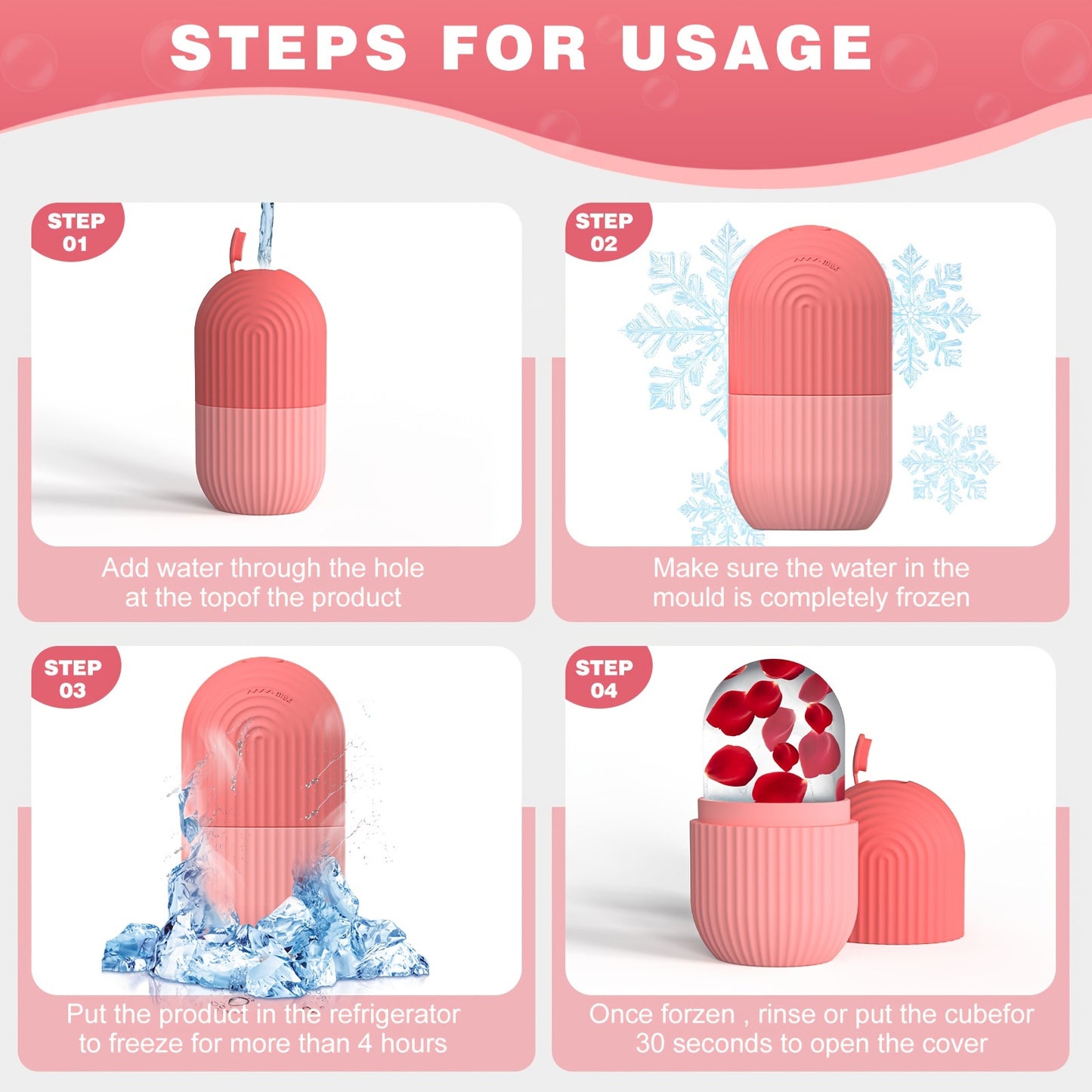 1pc Ice Roller for Face - Fragrance-Free, Battery-Free Skincare Tool for Glowing Light Beige- Ideal for Daily Facial Care & Massage