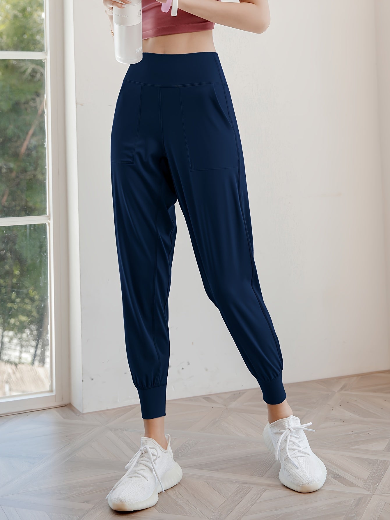 Women's Activewear: Causal Yoga Jogging Pants with Solid High Waist and Quick Drying Technology