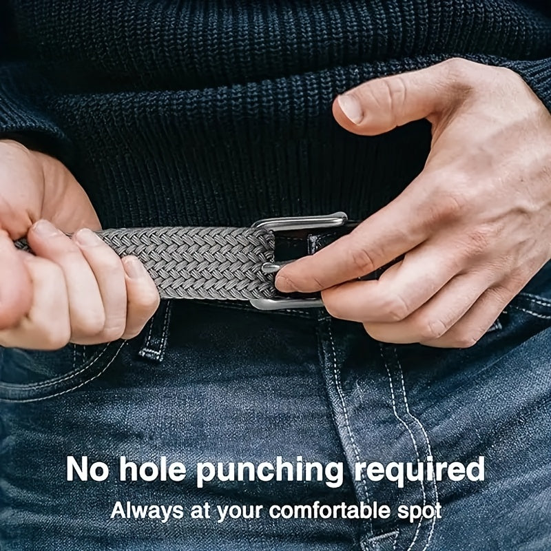 3pcs, Men's Sports Elastic Belt, Golf Belt with High Quality Alloy Buckle, Woven Hole-less Design, Adjustable Size Anywhere, Comfortable, Breathable, Match with Jeans and Casual Pants Clothing Accessory, A Multi-Functional Be