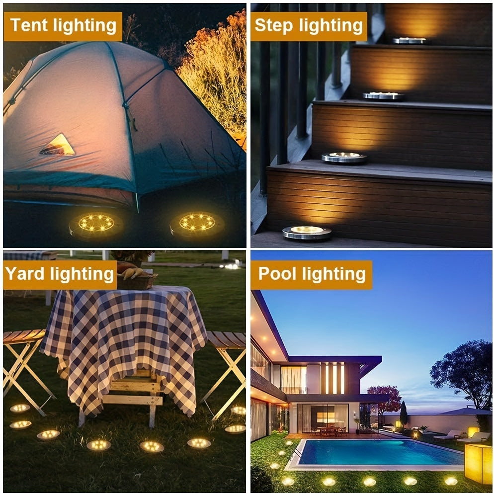 4/8/12/16pcs Solar Buried Light, IP65 Outdoor Landscape Lights, Solar Disc Lights, Garden Pathway Lighting, Solar Floor Lamps, 8pcs LED Solar Ground Lights for Roads, Courtyards, Walkways, Patios, Lawns