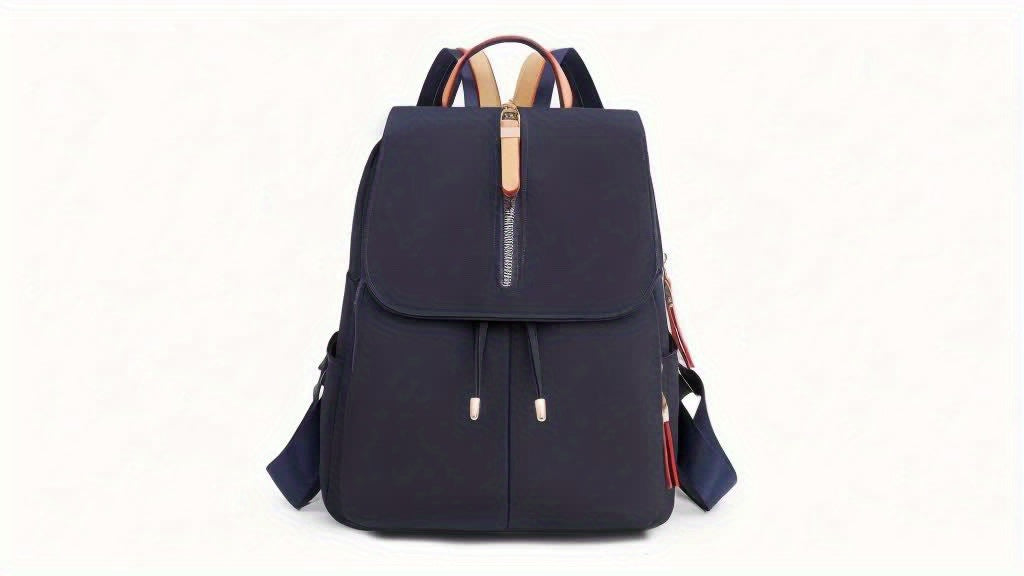 Stylish Women's Nylon Backpack - Trendy Korean Fashion Schoolbag with Multiple Compartments, Adjustable Straps & Zipper Closure in Black, Peacock Blue, Royal Blue, Lavender, or Light Purple, Versatile Carryall | Trendy School