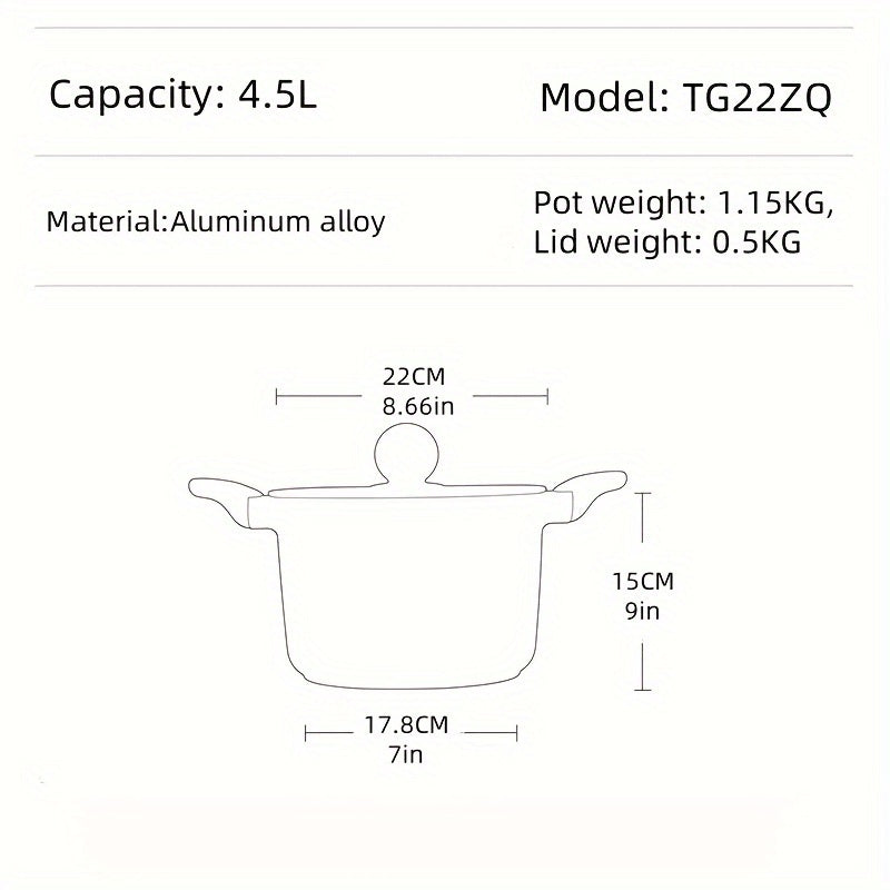 COOKER KING 4.5L Non-Stick Stockpot with Glass Lid - PFOA Free, Heat-Resistant Handle, Induction Ready, Fits All Cooktops