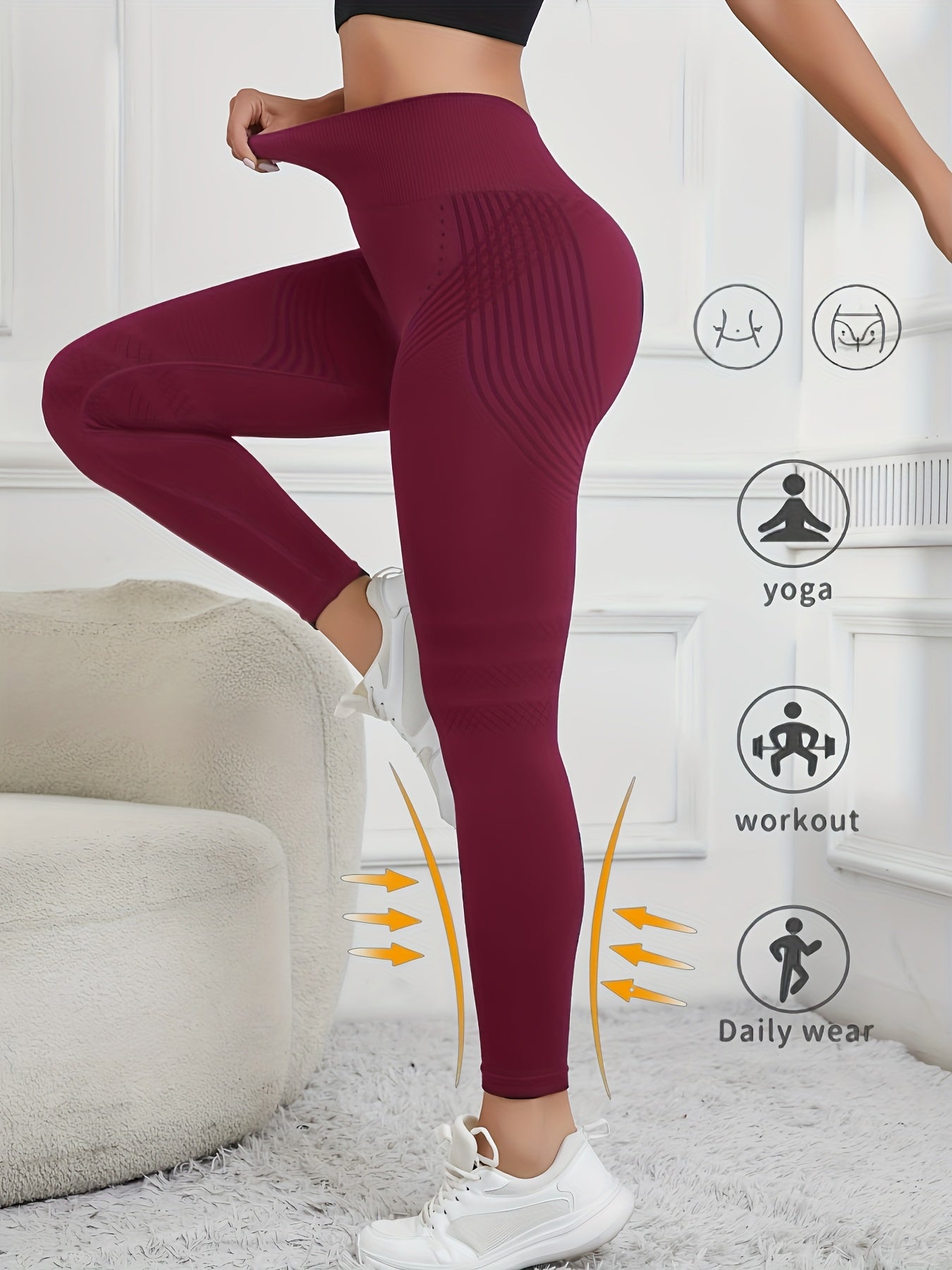 Women'S High-Waist Seamless Yoga Pants - Stretchy, Quick-Dry, and Comfortable for Workouts, Running, and Casual Wear, Featuring Peach Lift Design, Solid Color, High Waist Design, Running Pant