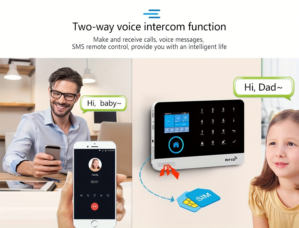 WiFi + GSM Auto-dial Smart Home Security Alarm System 433MHz LCD Display Alarm Panel Door Window Sensor PIR Motion Sensor Kit APP Remote Control Compatible With Alexa Google Home