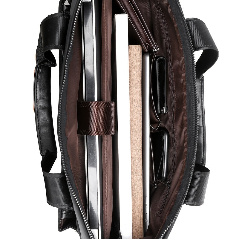 Unisex double shoulder strap design square bag Crossbady bag travel texture Oxford fabric casual crossbody bag multi compartment large capacity anti-theft shoulder bag workplace commuting briefcase