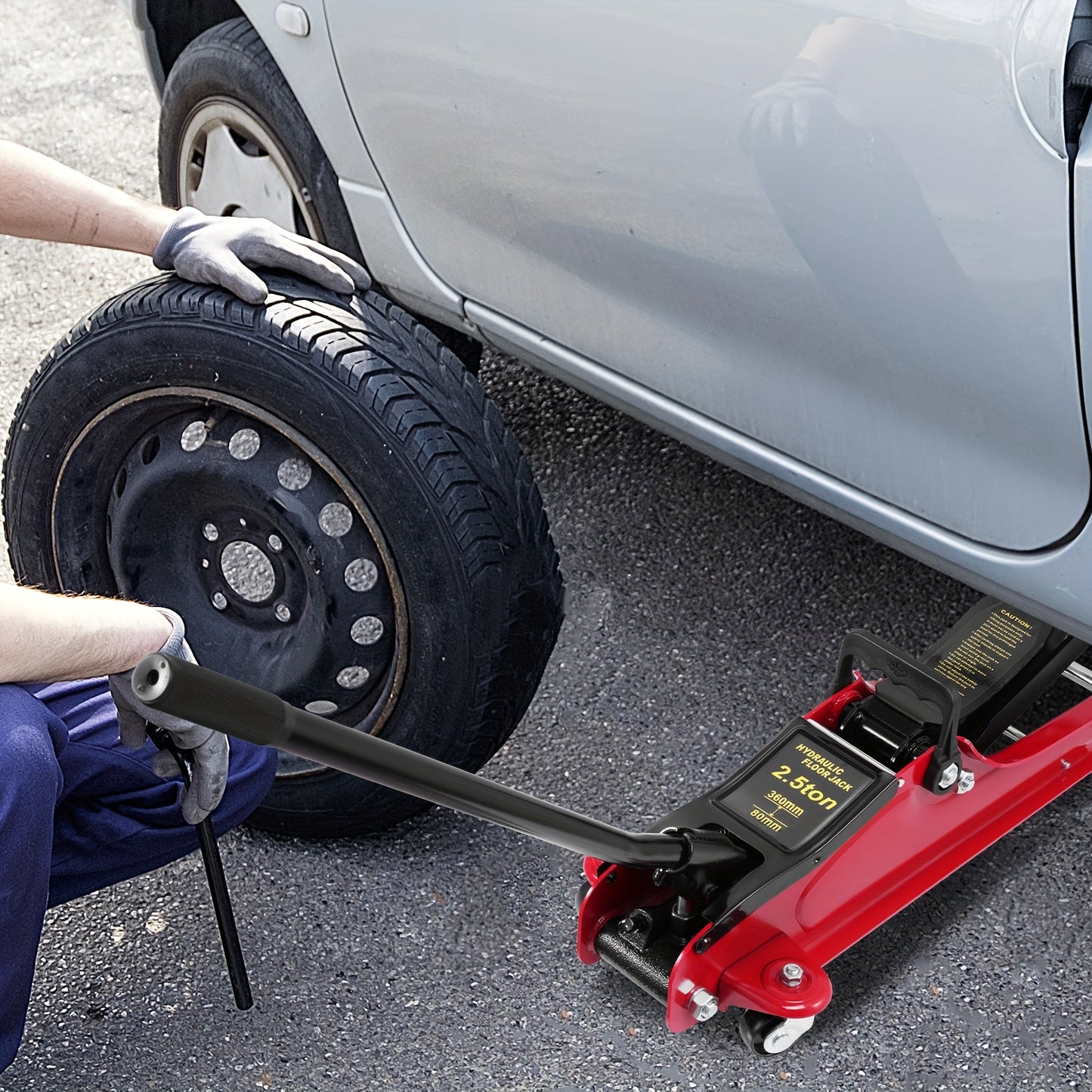 2.5 Ton Hydraulic Floor Jack with Telescopic Handle - Durable Iron Construction, Adjustable Height, Portable for Cars, Trucks, Buses - Ideal for Garage Use, Tire Repair & Emergency Situations, Portable Hydraulic Jack