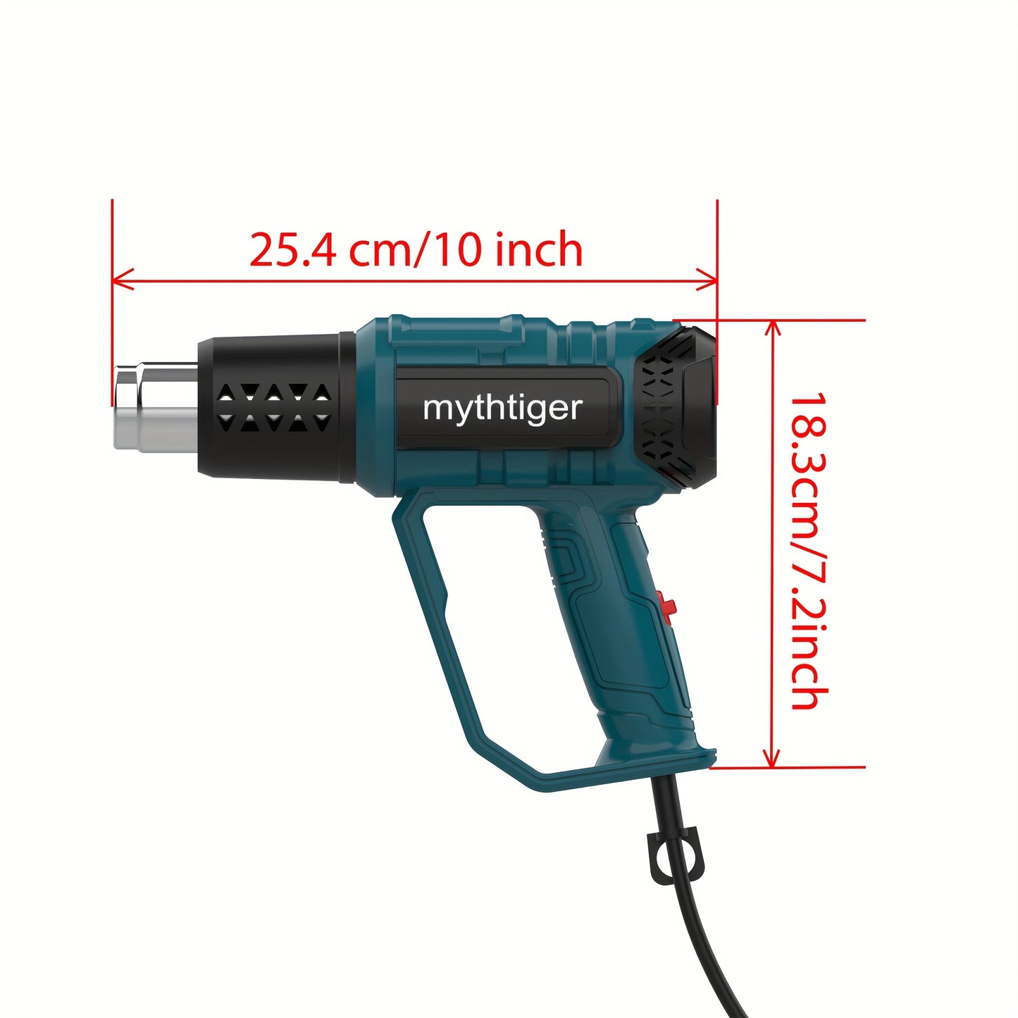220V EU plug Newly Upgraded Heat Gun 60-650° Adjustable Blue Light LCD Display with 4 Nozzles, Adjustable Temperature and Blowing Volume, High Power Ideal for Shrink Wrap, Soften Paint, Bend Plastic Tubes, Loose Bolts, etc