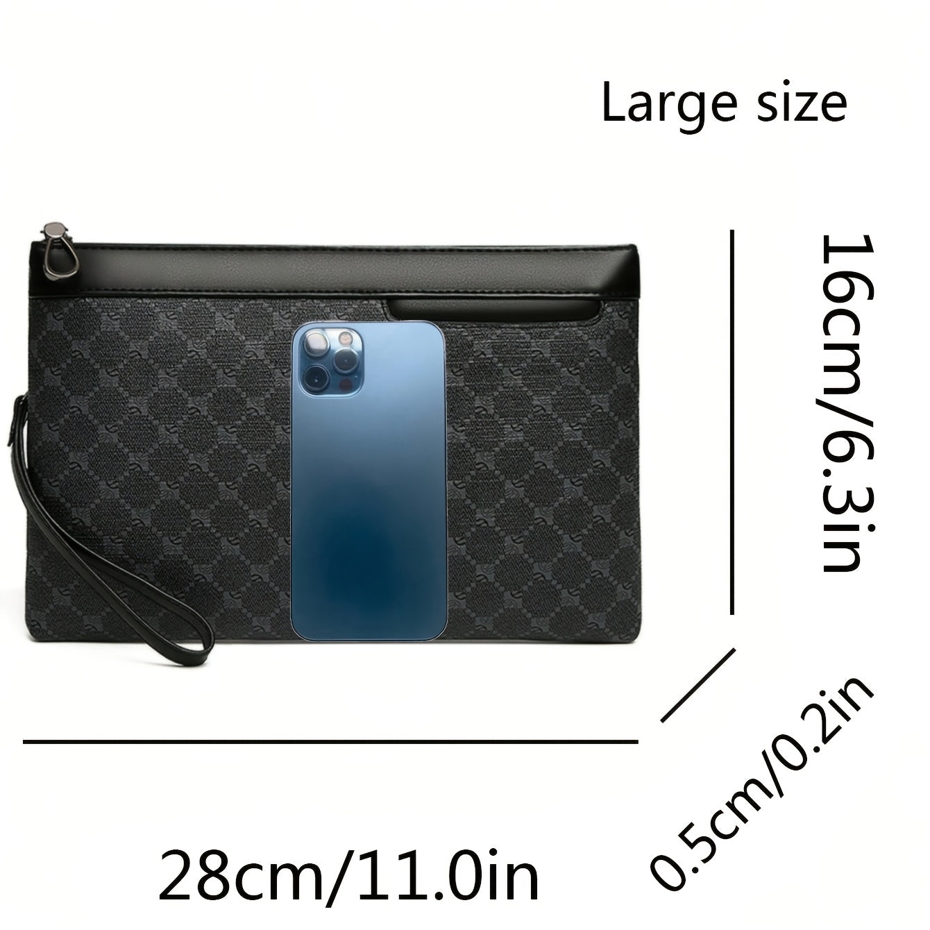 Stylish Men's wristlet, handbag, envelope bag, made of PU material that is scratch-resistant and durable, suitable for outings, parties, work commuting, multiple pockets, exquisite floral pattern, simple casual trendy Men's w
