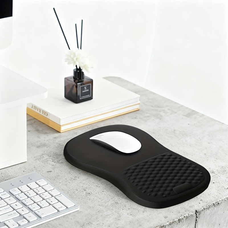 Ergonomic Memory Foam & Non-Slip Mouse Pad with Wrist Rest - Massage Design for Pain Relief, Comfortable Wrist & -Skid Base, Office/Gaming Desk for Computer, PC, Laptop, Remote Work - Accessory for Hand