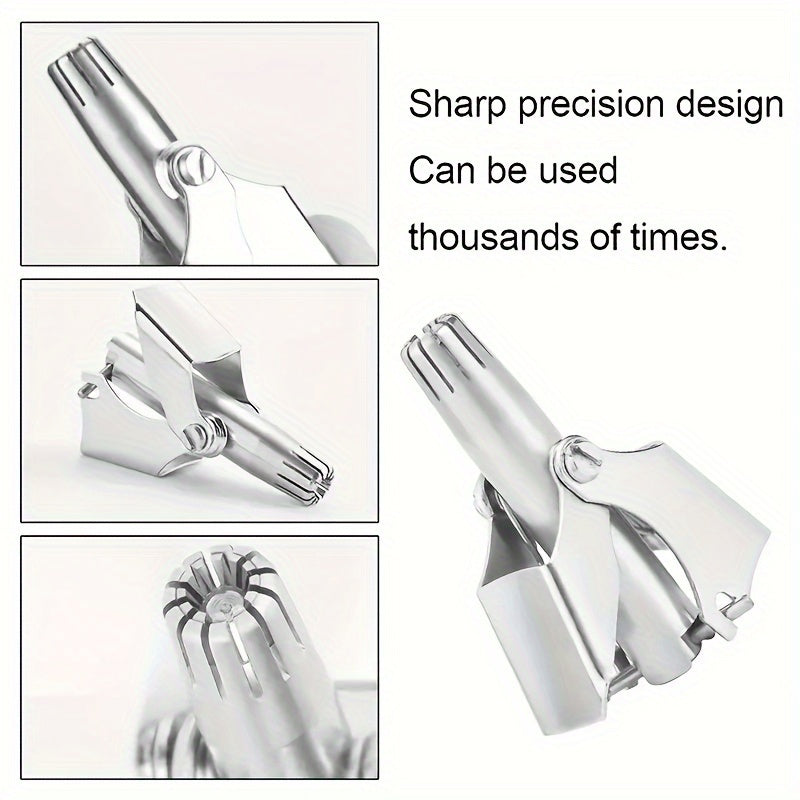 Stainless Steel Nose Hair Trimmer for Men & Women, Manual High-Quality Small Round Head,, Hypoallergenic Ear & Nose Hair Cutter, No Battery Needed, Washable