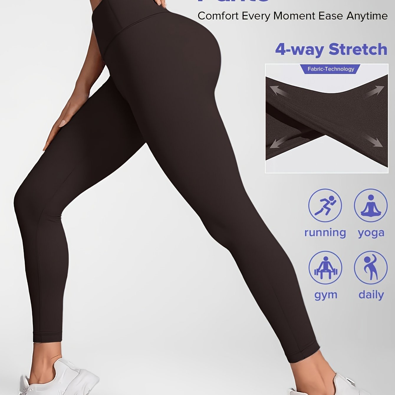 Women'S High-Waisted Elastic Yoga Pants - Compression, Stretchy & Comfortable for Fitness, Running, and Daily Wear - Solid Color Design, Workout Pants| highwaisted Leggings|Stretchy Fabri