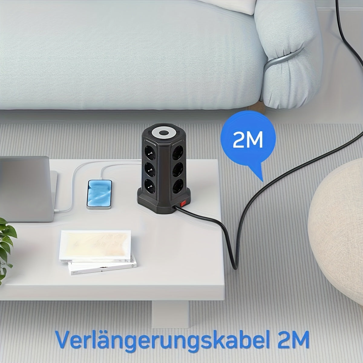 Múltiplas tomadas 12-Outlet 4000W com USB-C 20W