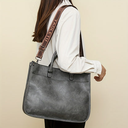 Stylish Brown Tote with Golden-Tone Hardware - Large Capacity, Detachable Shoulder Strap, Perfect for Work, Travel, And Everyday Use, Travel Tote | Sleek Tote Design | Durable