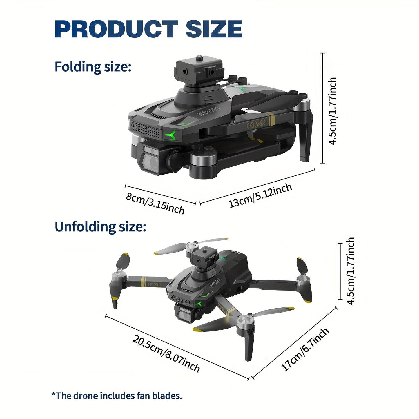 GD95 Quadcopter Drone, Foldable Drone, Drone with 480P Camera, with Gesture Selfie/altitude Hold/one-button Start/with Optical Flow Hovering Function, A Gift for Lovers/family/friends