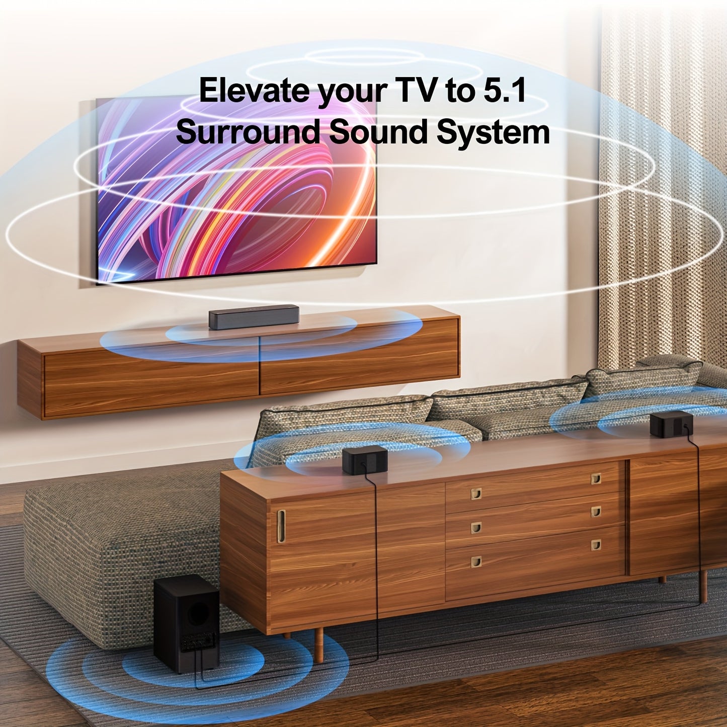 ULTIMEA 5.1 Atmos Soundbar with Wireless Subwoofer, 410W Peak Power Home Theater System, Wireless Surround Sound System, Bass Boost & Deep Bass, App Control, Compatible with TV, Gaming Consoles, Streaming Devices