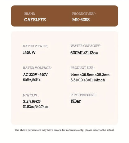 CAFELFFE 4-in-1 Capsule Coffee Machine | 19 Bar Espresso Maker | Smart Temp Control & 7 Preset Brewing Times | Compatible with Nes/DG/ Capsules Ground Coffee/ESEpod | Premium Gift Set for Coffee Lovers & Family, Automatic Esp