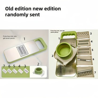 7pcs Stainless Steel Multi-Function Vegetable Slicer And Grater Set with Interchangeable Blades, Manual Kitchen Gadget Tool Kit for Potato, Carrot, Cucumber, 4 Seasons Available