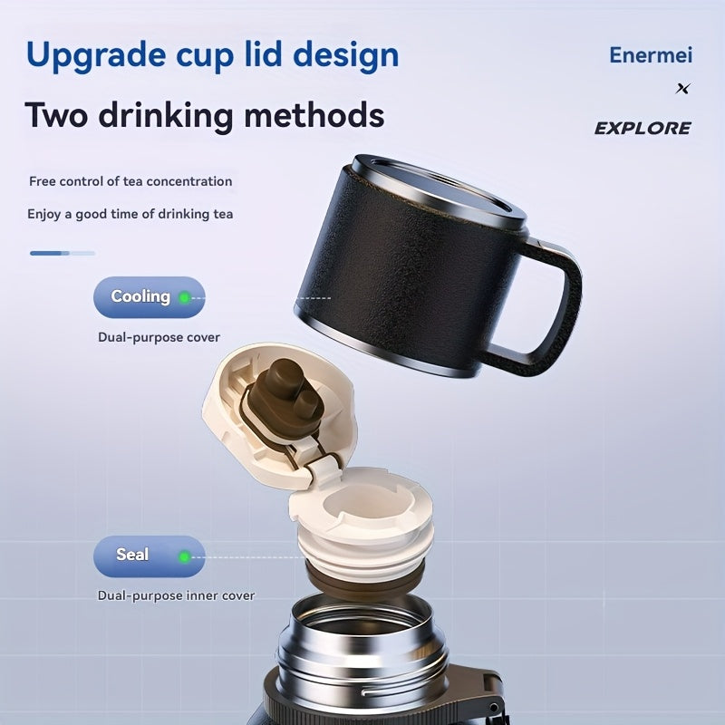 Explore The Insulated Cup, NMREI Stainless Steel Insulated Cup with Lid And Handle, One-Click Opening, Suitable for Outdoor, Camping, Car