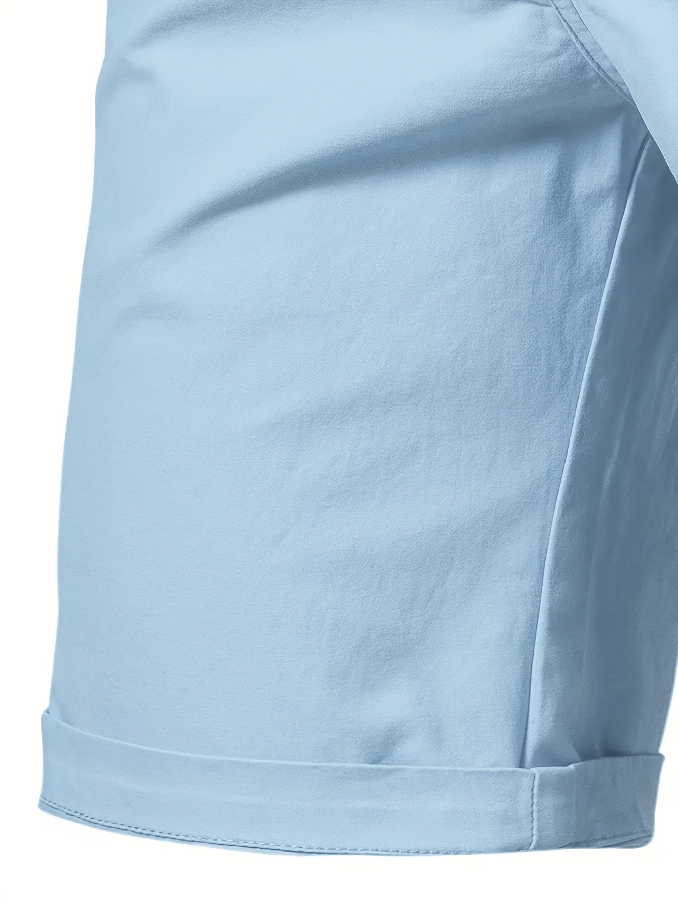 Men'S Classic Solid Color Polyester Short Pants, Casual Golf Wear, Mid Waist, Regular Fit, Slight Stretch Fabric, with Pocket