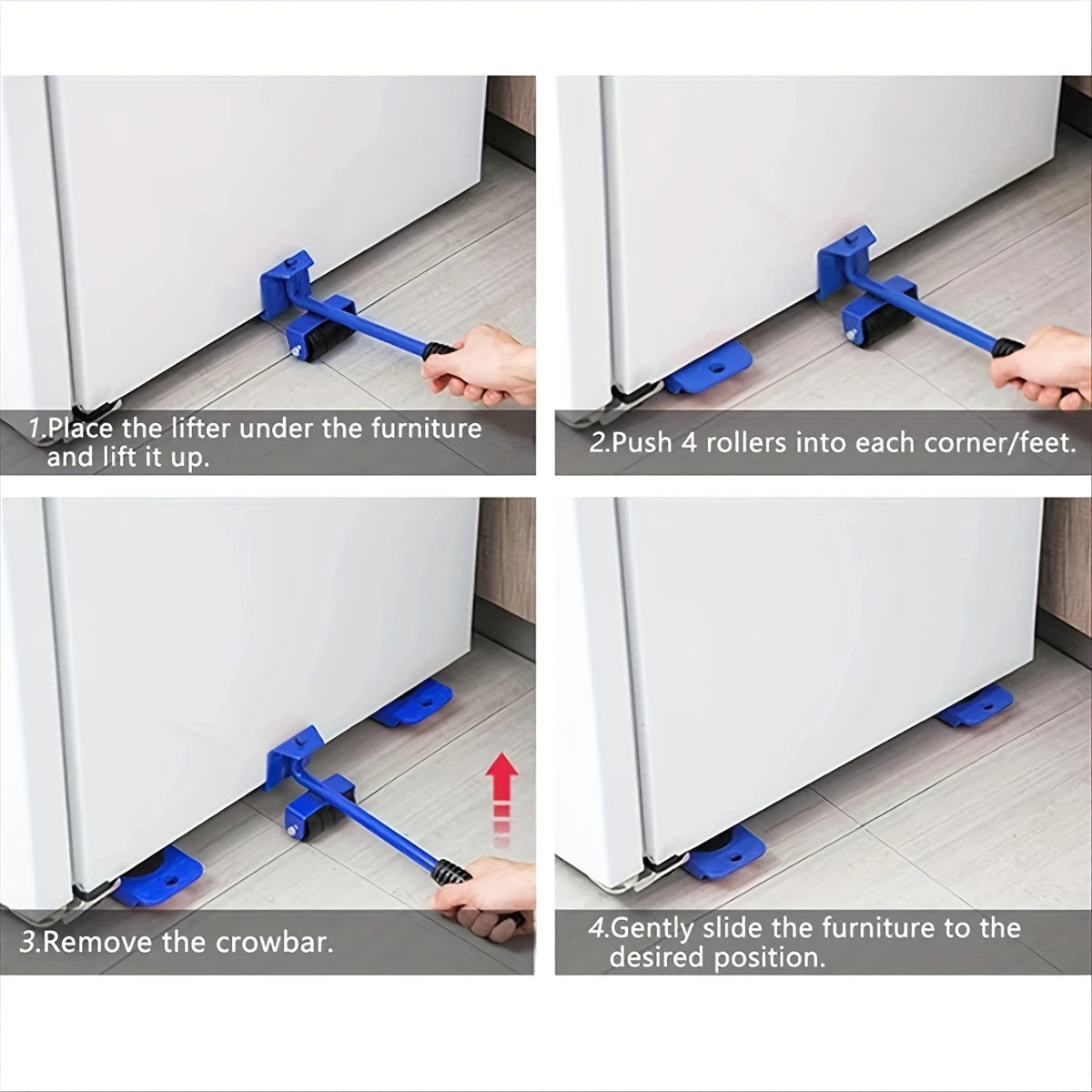 5pcs Heavy-Duty Furniture Moving Set with Lifter and Sliders, Blue - Ideal for Moving Appliances, Refrigerators, and Sofas