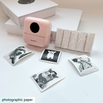 Kit de mini impressora térmica portátil com 14 rolos de papel (1 rolo incluído), impressão de fotografias, etiquetas e textos. Ideal para o dia a dia, perfeito para escritório, estudo e casa. Ótima opção para oferecer.