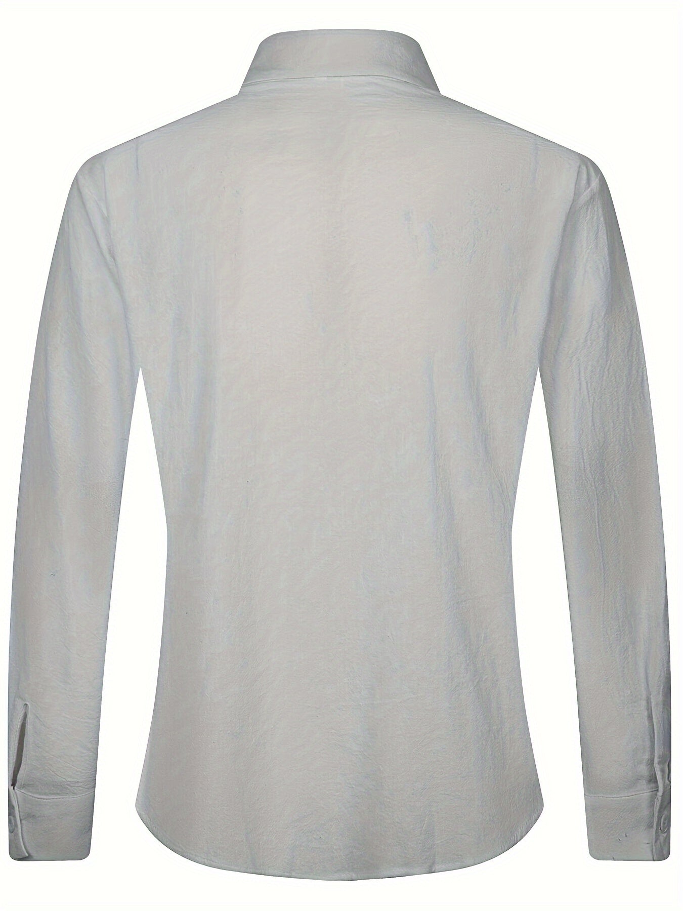 Camisa de homem em algodão de manga comprida e cor sólida com botões, modelo com lapela, ideal para a primavera e outono.