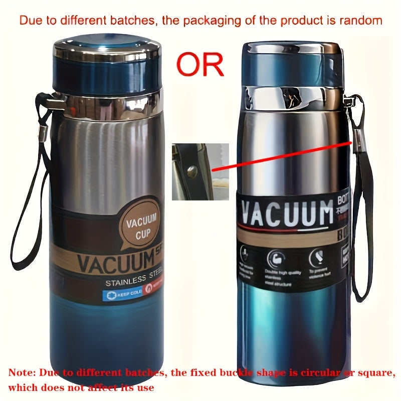 800ml/27oz Stainless Steel Insulated Water Bottle with Carrying Strap - Keeps Drinks Hot for 10 Hours or Cold for 24 Hours, BPA-Free, Portable for Camping, Hiking, Driving, and Travel