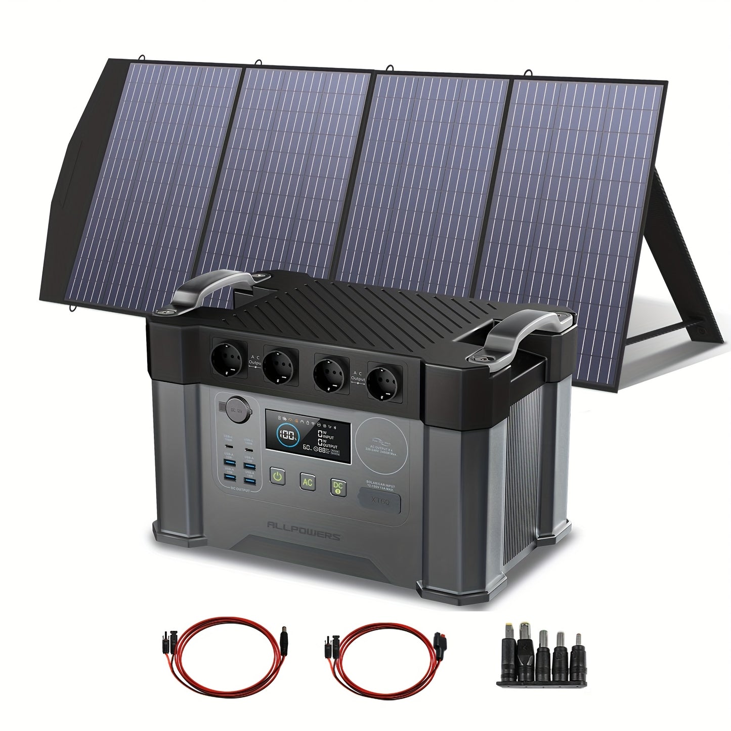 ALLPOWERS S2000 Pro Solar Power Station With SP033 Panel Included, 2400W MPPT Portable Power Station With 1pc 200W Foldable Solar Panel, Solar Backup Power For RV Van House Outdoor Camping