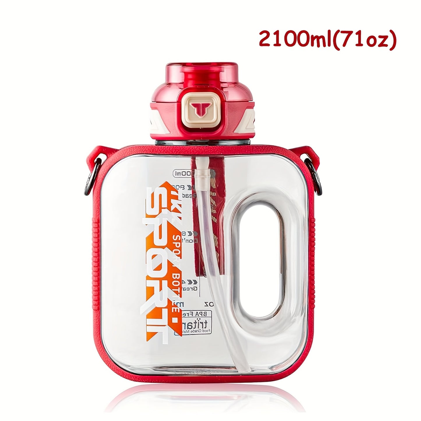 1pc TKK Leakproof Sports Water Bottle Jug with Handle &amp; Straw - Wide Mouth, BPA-Free, for Gym, Travel, Camping, Yoga - Available in 1000ml/1600ml/2100ml (33.81oz/54.1oz/71.01oz) - Ideal Gift for Athletes, Hikers, Outdoor Enth