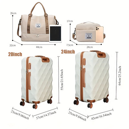 4pcs Sets Luggage 20+24 Inch, Carry-On ABS Hardshell Suitcase with Spinner Wheels, Lightweight Travel Luggage Set for Women and Men with Lock, Includes (20+24) + Travel Tote Gym Bag, Suitcase Set, Suitcase For Travel, Suitcas