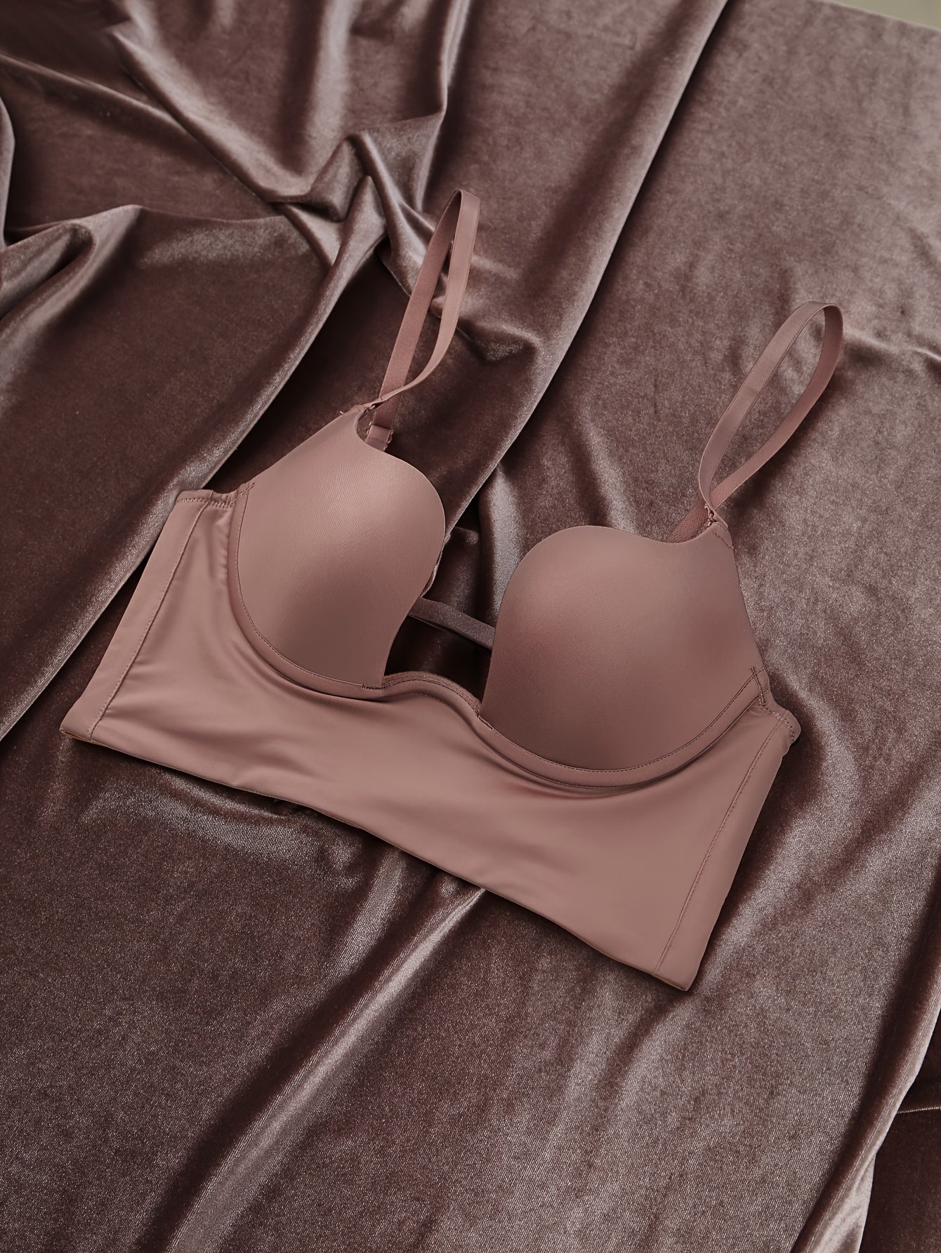 Hollow Out Scoop Bra, Comfy Push Up Stretch T-Shirt Bra, Women's Lingerie & Underwear