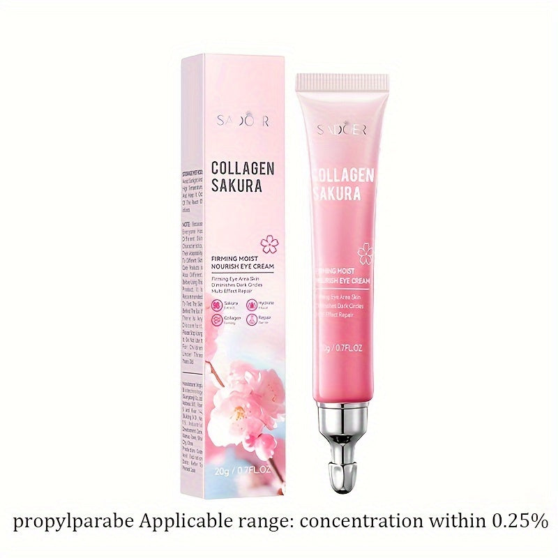 [Top-Rated] Sakura Collagen Eye Cream - 20g, Hydrating & Firming, Reduces Dark Circles & Wrinkles, for All Skin Types, Hypoallergenic with Hyaluronic Acid, Caffeine & Ceramides, Moisturizing & Anti-Aging,, Suitable for Sensit