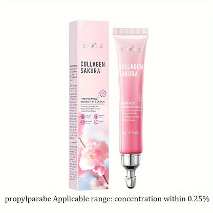 [Top-Rated] Sakura Collagen Eye Cream - 20g, Hydrating & Firming, Reduces Dark Circles & Wrinkles, for All Skin Types, Hypoallergenic with Hyaluronic Acid, Caffeine & Ceramides, Moisturizing & Anti-Aging,, Suitable for Sensit