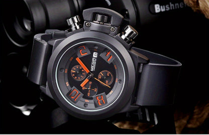MEGIR Multifunction Men's Watch, Sports Silicone Strap Waterproof Calendar Quartz Watch 2002, Ideal Choice For Gifts