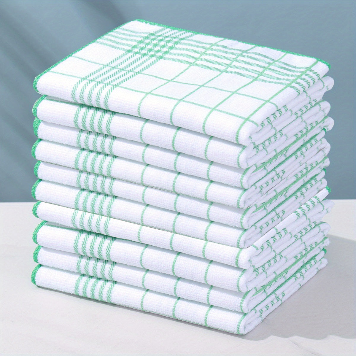 5/10pcs Absorbent and Fluff-Free Dish Cloths, Large 40*60cm Suitable for Quick Cleaning, Suitable for Coffee Machines, 4 Colors Kitchen Tea Towels, Grid and Square Kitchen Towels, Kitchen and Restaurant, Kitchen Supplies, Gif