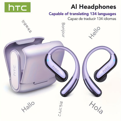 HTC NE23 AI Wireless Translation Earbuds Supports Real-Time Translation Between 135 Languages, Featuring Extended Battery Life, Comfortable Fit And High-Definition Noise Cancellation. Suitable for All Scenarios Including Spor