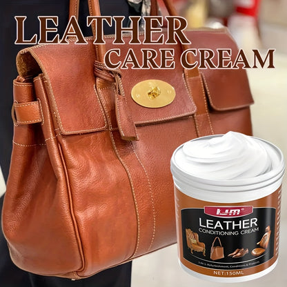 KJM Leather Conditioner and Restorer Cream - 150ml, Deep Conditioning and Protection for Car Seats, Sofas, Jackets, Shoes, Bags, and Apparel, Adds Shine and Protects, Restorative Care | Restorative Care | ABS Consistency, Lea
